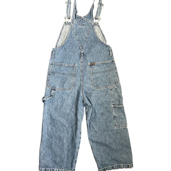 Vintage Y2K Calvin Klein Cropped Denim Carpenter Overalls Women's size Medium - Picture 9 of 15